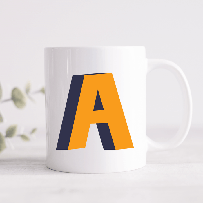Bright 3D Initial Mug (Personalised Message Optional - Various Colours)