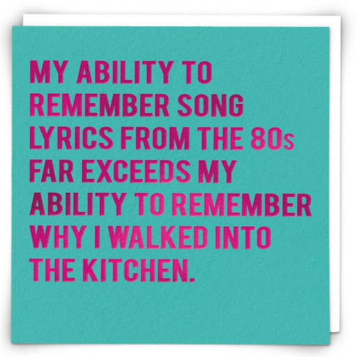 80s Lyrics Card