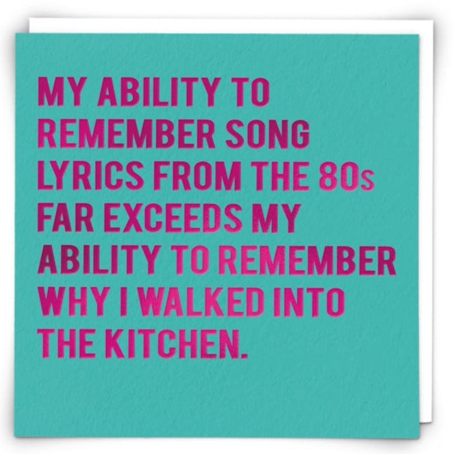 80s Lyrics Card