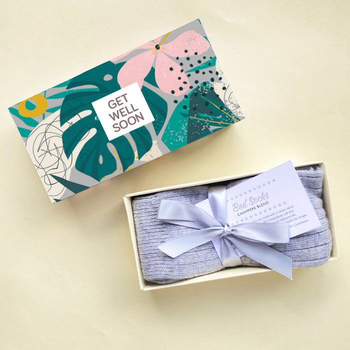 Cosy Cashmere & Merino Bed Sock 'Get Well Soon' Gift Set