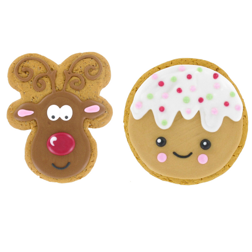 Iced Rudolph Gingerbread Biscuit or Christmas Pudding