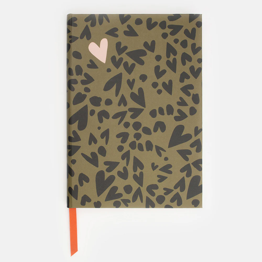 Caroline Gardner Khaki & Black Hearts Notebook