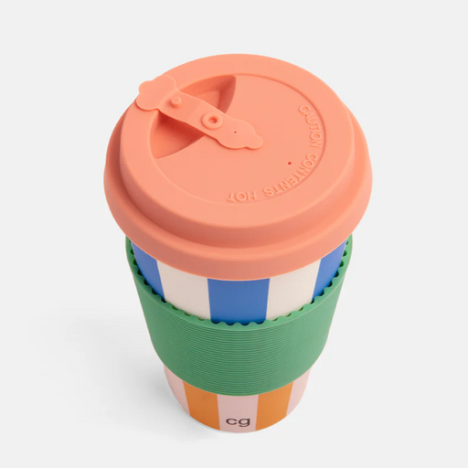 Caroline Gardner Multi Stripe Bamboo Reusable Coffee Cup