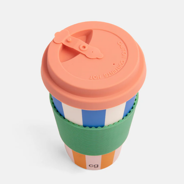 Caroline Gardner Multi Stripe Bamboo Reusable Coffee Cup