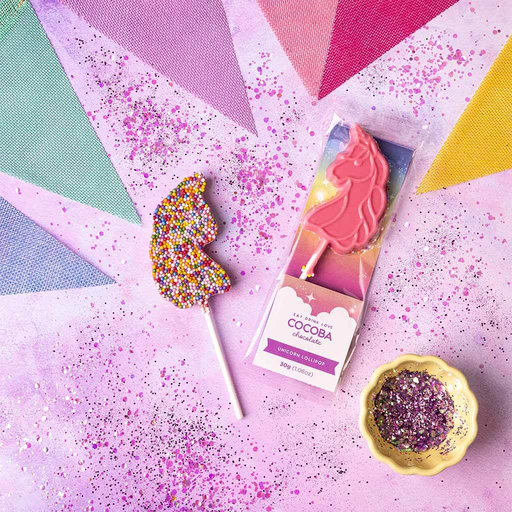 Pink chocolate unicorn lollipop
