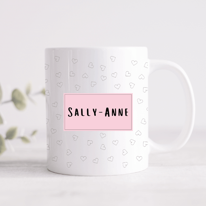 Scattered hearts personalised mug