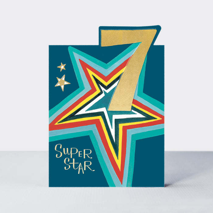 Boys 7th Super Star Birthday Card