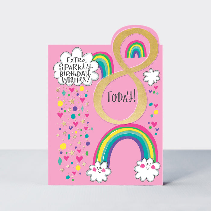 Girls 8th Rainbow Birthday Card