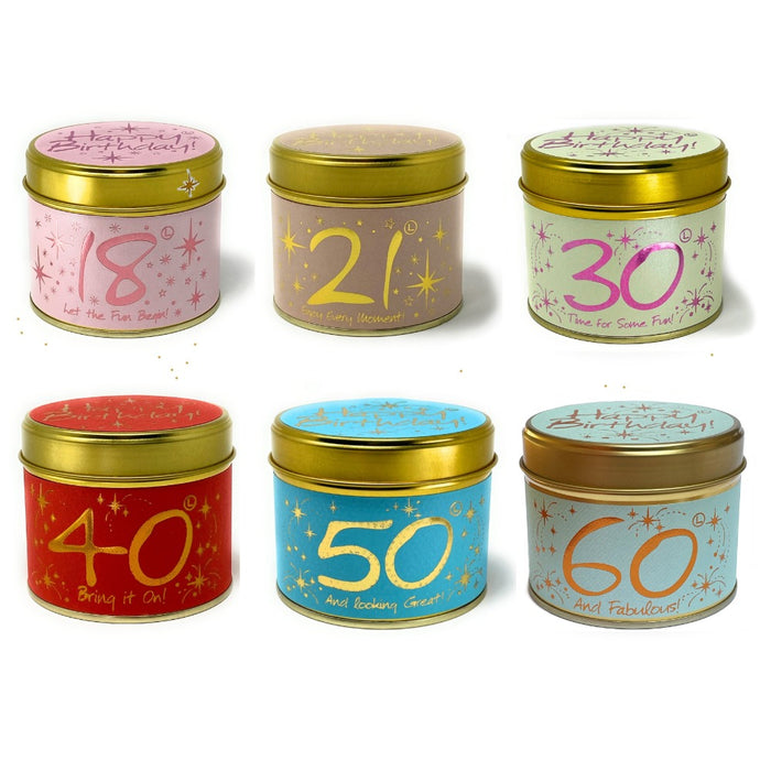 Happy Birthday Candle Tins - Milestone Ages