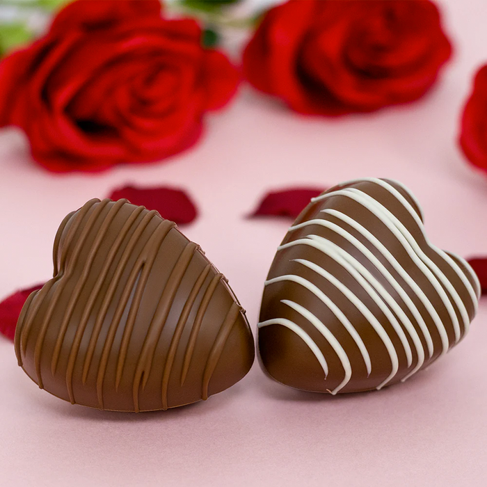 Heart Shaped hot chocolate bombes with marshmallows