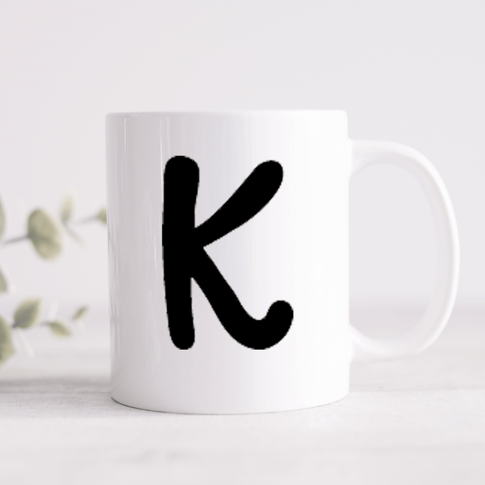 Funky Initial Mug (Personalised Message Optional - Various Colours)