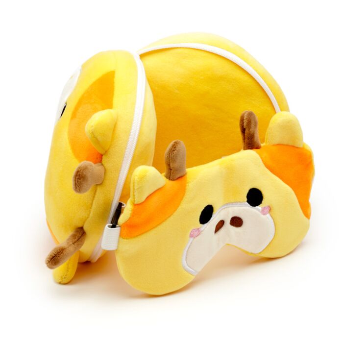 Giraffe Relaxeazzz Plush Round Travel Pillow & Eye Mask Set