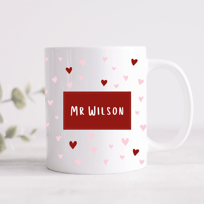 Pink & Red Hearts Personalised Mug