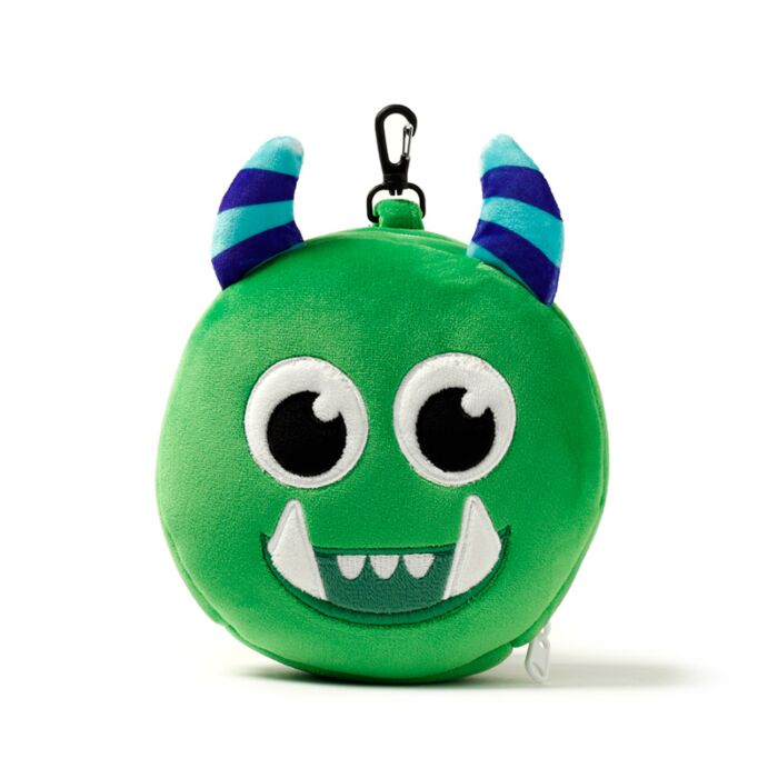 Monstarz Monster Green Relaxeazzz Plush Round Travel Pillow & Eye Mask Set