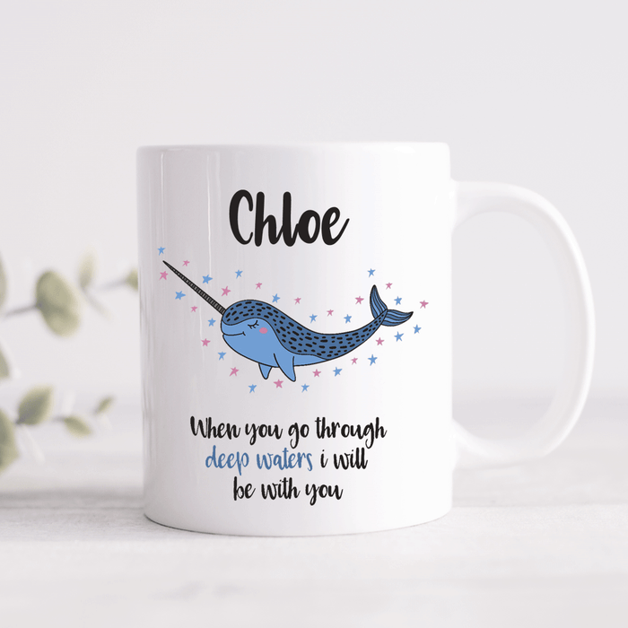 Narwhal 'I Will Be With You' Personalised Mug