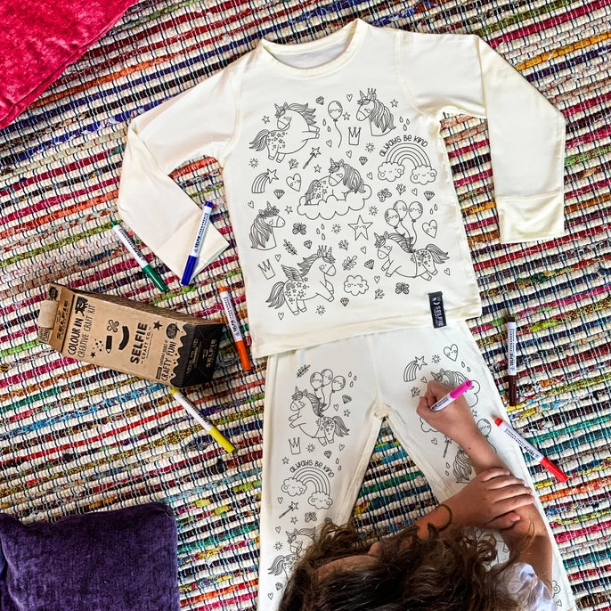 Unicorn Colour-In Jersey Pyjamas