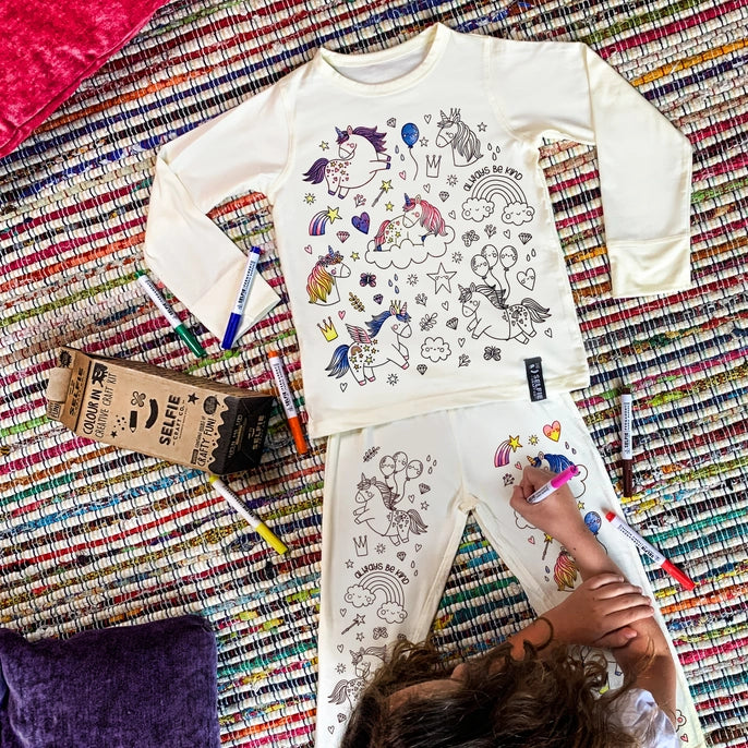 Unicorn Colour-In Jersey Pyjamas