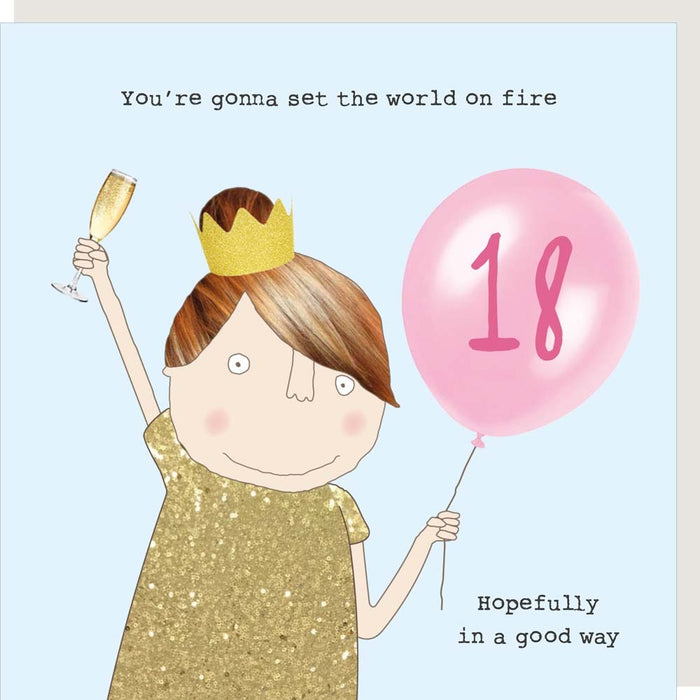 18th Birthday Girl World On Fire Card