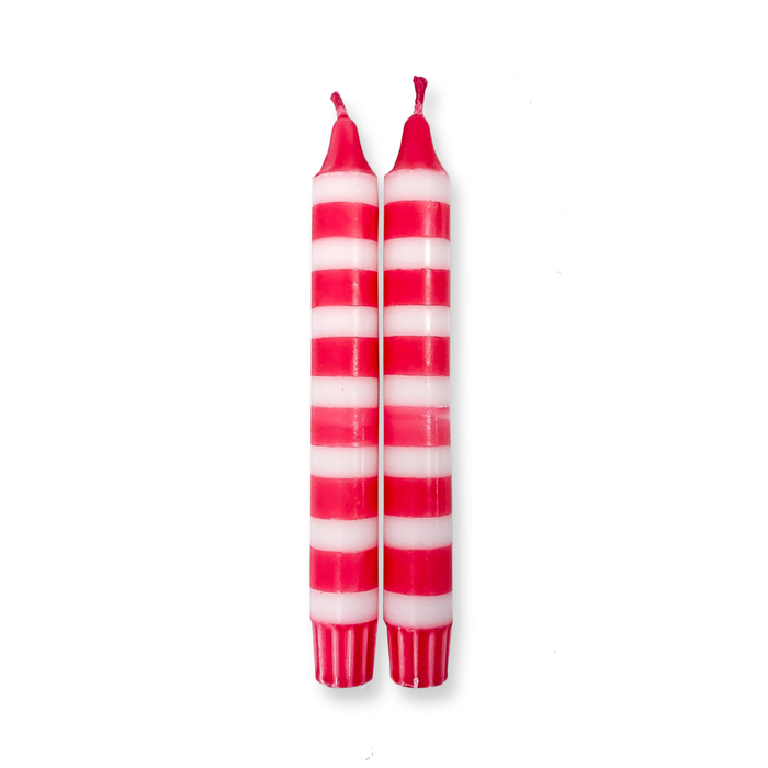 Pair Of Candy Cane Christmas Candles
