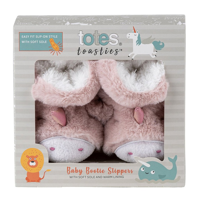 Totes Pink Unicorn Soft Baby Bootie Slippers