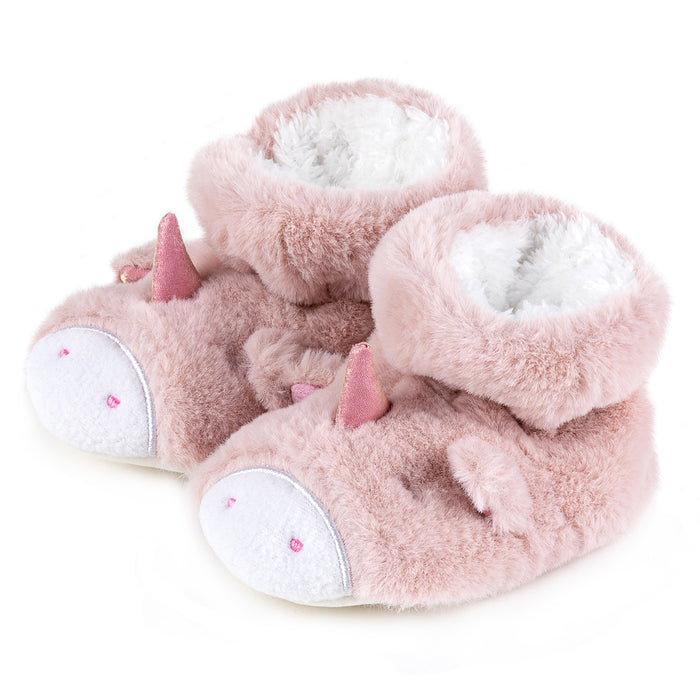 Totes Pink Unicorn Soft Baby Bootie Slippers