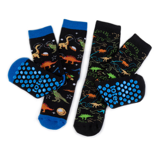 Totes Boys Slipper Socks Orange Black Green Dinosaurs