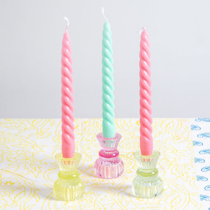 Boho Small Glass Candle Holder - Various Colours