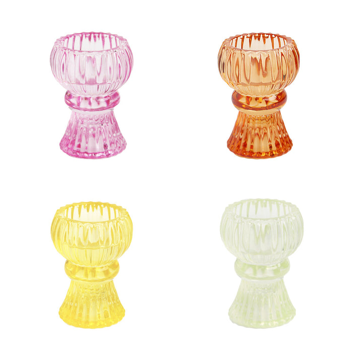 Boho Small Glass Candle Holder - Various Colours