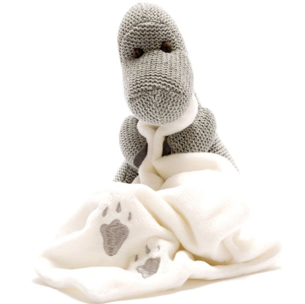Best Years Grey Knitted Diplodocus Dinosaur With Blanket