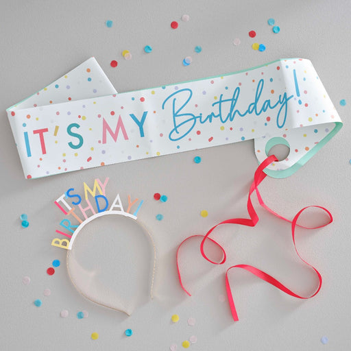 Birthday sash head band