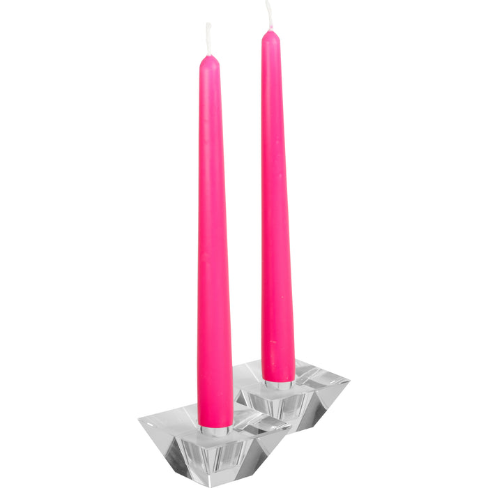 Pair Of Tapered Candles - Rose Pink, Bright Pink, Grey Or Teal
