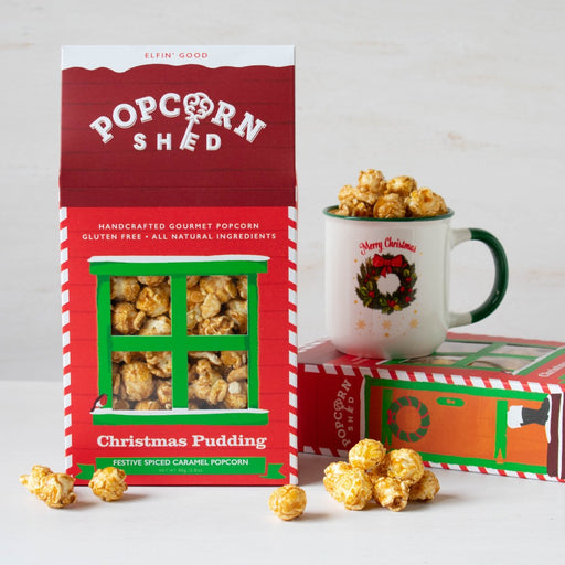 Christmas Pudding Festive Spiced Caramel Flavour Gourmet Popcorn Shed Gift Box