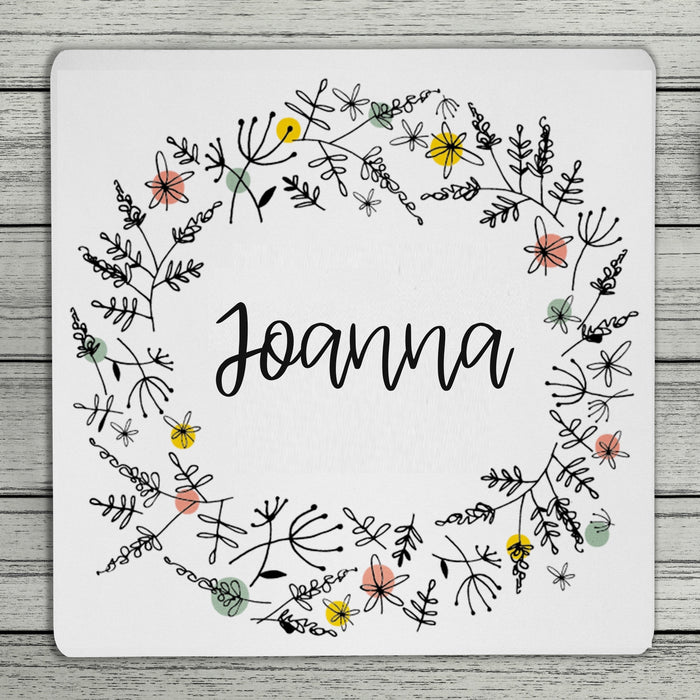 Floral Personalised Name Coaster