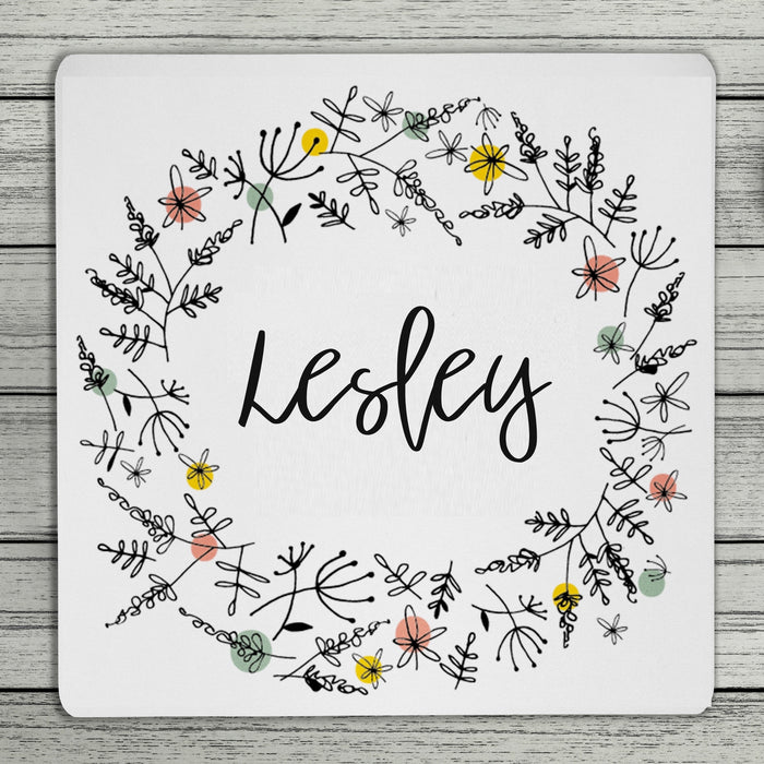 Floral Personalised Name Coaster