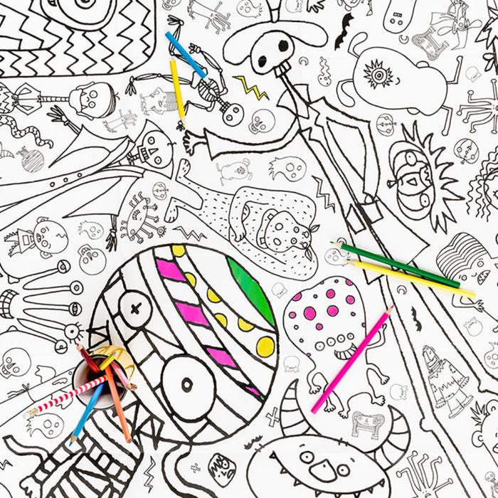 Giant Monsters & Ghosts Colouring Poster