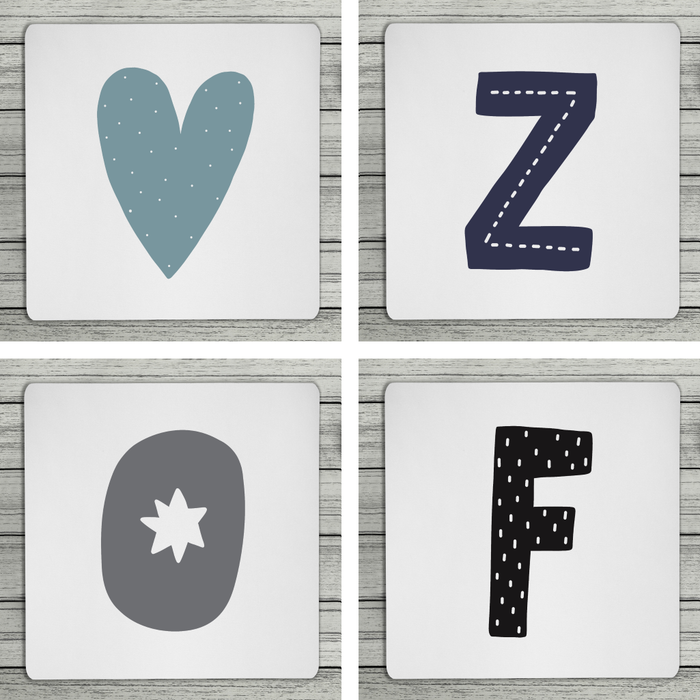 Fun Scandi Personalised Initial Coaster (Mix & Match Colours)