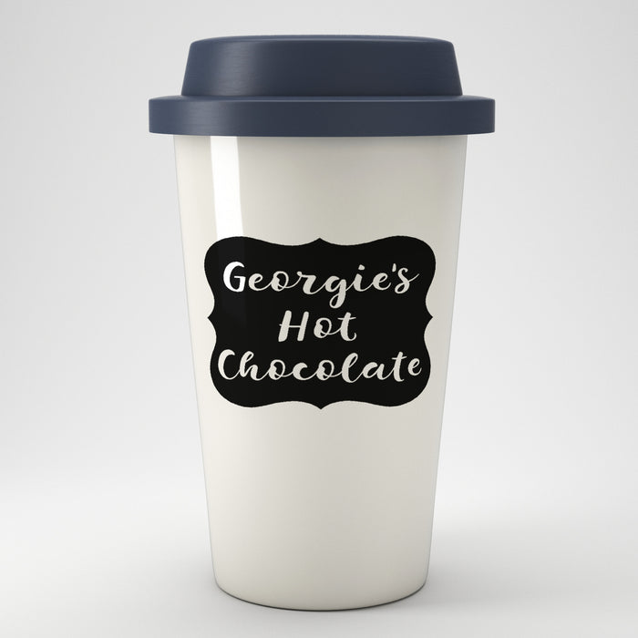 Black And White Personalised Message Eco Travel Mug