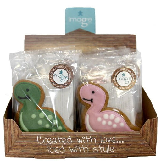 Dinosaur Iced Gingerbread Biscuit - Pink Or Green