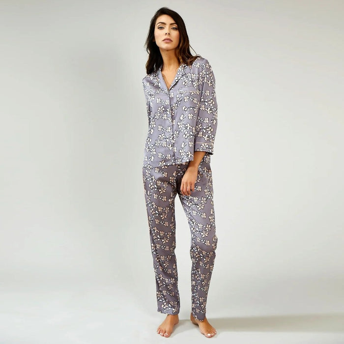 Dove Grey Floral Pyjama Set