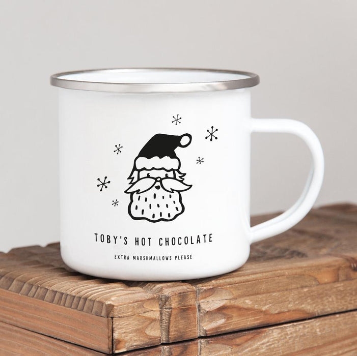 Personalised Christmas Enamel Mug Santa