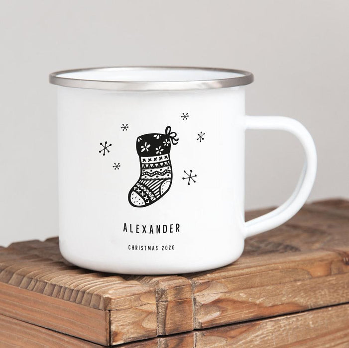 Personalised Christmas Enamel Mug Stocking