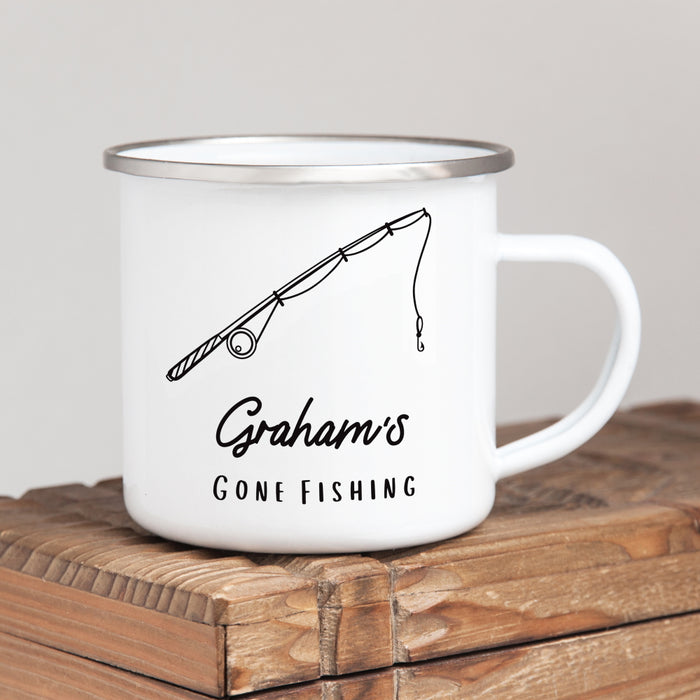 Fishing mug enamel personalised