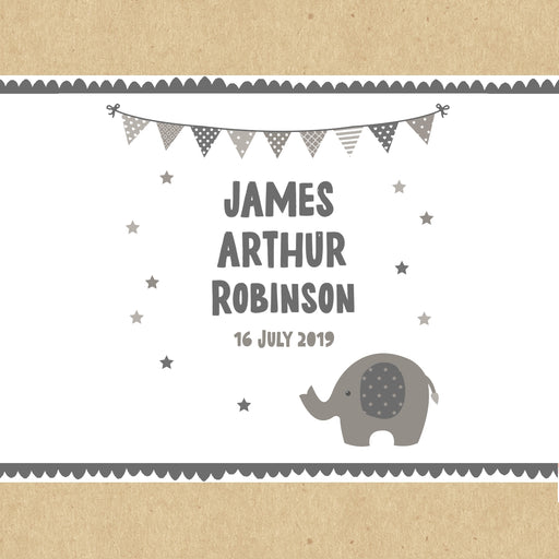 Personalised Grey Baby Elephant Gift Box