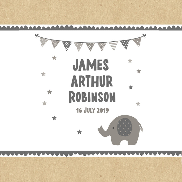Personalised Grey Baby Elephant Gift Box