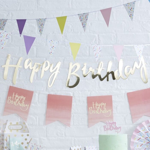 Gold Birthday Bunting Happy Birthday | 18 | 21 | 30 | 40