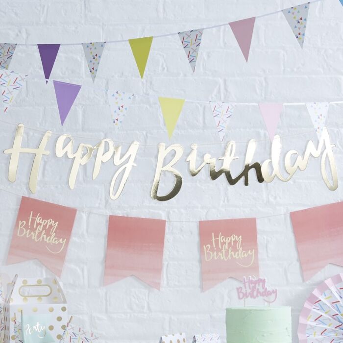 Gold Birthday Bunting Happy Birthday | 18 | 21 | 30 | 40