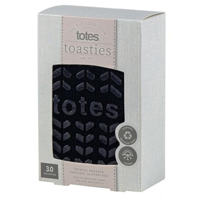 Totes Ladies Thermal Slipper Socks - Various Colours Navy Boxed