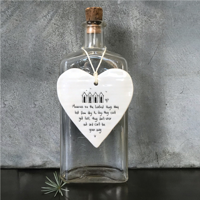 'Memories are the loveliest things...' hanging heart keepsake
