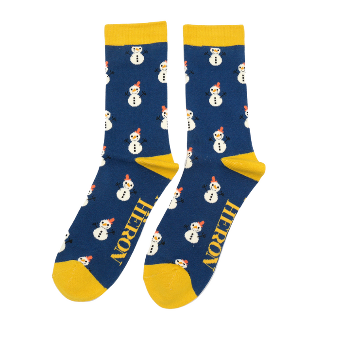 Mens Christmas Snowmen Bamboo Socks