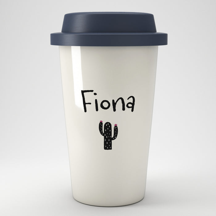 Mini Icon Personalised Eco Coffee Travel Mug Cactus
